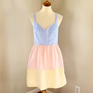 Cynthia Rowley Color-block 100% Linen dress